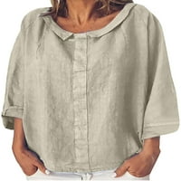 Luxplum ženska majica kratka majica Majica Solid Color Tee Retro vrhovi dnevno odjeća tunika Bluza Siva