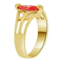 14k žuto zlato, klasični dizajn prsten crveni cz jul sintetički rodni kamen veličine 9