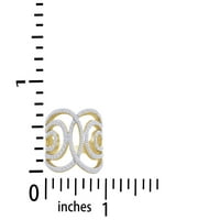 Okrugli CUT Cubic cirkonija croscover bend prsten u 14k žuto zlato preko srebrne veličine sterlinga