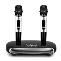 AIBECY bežični BT karaoke set sa dvostrukim bežičnim BT mikrofonom za Smart TV set-box računarski pametni telefon crni karaoke bo utikač