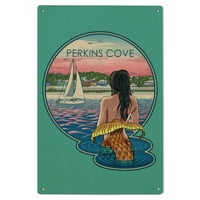 Perkins Cove, Maine, sirena i plaža, Contour Birch Wood Wall znak