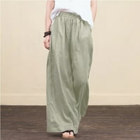 Loase pamučne pamučne pantalone za žene za žene ljetne elastične struke Palazzo pantalone sa džepovima,