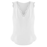 CatAlem ljetni casual top za žene bez rukava V izrez čipke t majice sa labavim top bijelim xxl