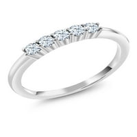 Gem Stone King 0. CT okrugli srca i strelice bijela je stvorio safir srebrni prsten