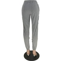 Xinqinghao Ljetni lounge hlače ženske modne hlače za široku nogu pamote pamučne i posteljine labave pantalone elastične hlače sa strukom Grey XL