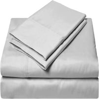 Postavljeni lim - ravni lim, ugrađeni list 12 Duboki džep i jastučnice - organski bambusov krevet za krevet za spavaću sobu - ekstra meko - svijetlo sive čvrste, pune veličine