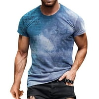 Yubnlvae muns majica Muška ljetna casual 3d tiskani kratki rukav za okrugli vrat Top majica za bluze T majice za muškarce Plava