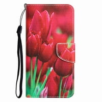 Decaze za iPhone plus plus kućište otporni na kožni novčanik u obliku kože Flip Case Magnetic štand sa narezom za kartu, tulip