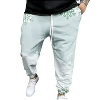 Juebong božićne muške lagane pantalone opušteni fit džepovi Big & visoke brzo suhe vučne pantalone, zeleno, xxxl