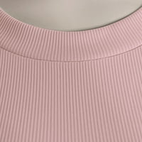 Ljetne haljine za žene V-izrez Bohemian kratki čvrsti omotač kratkih rukava haljina ružičaste m