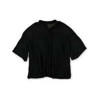Rachel Roy Womens Sheer Yoke Knit bluza, crna, x-velika