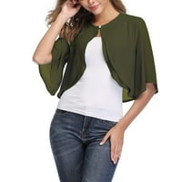 Ljetne šifonske majice Žene Otvoreno prednji kardigan Bolero jaknu za jaknu Sprat, vojska Green-XL