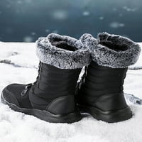 Prednjeg swalda Ženske zimske cipele Okrugli nožni plišani čizme čipke up up up up up sredinom teleta hladnom vremenu, casual dame tople obloge crna 5