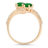 1.98ct okrugli rez zeleni simulirani smaragd 18K žuti zlatni angažman za angažman prsten veličine 8.25