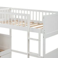 & Vico Spaval Twin Veličina kreveta sa krevetom sa potkrovljenim krevetom pričvršćenim za dječake i djevojke, okvir za krevet s dvije ladice, bijeli