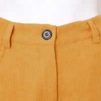Ženska jesen i zimska Corduroy Ležerne prilike ravne pantalone Žuta l