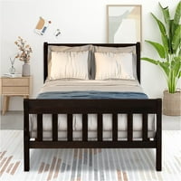 Twin krevet, moderno drvo platformed kreveta s uzglavljem i nožnim pločama, bračni krevet sa patlim drvenim šlag za odrasle tinejdžeri djeca, okvir kreveta, espresso, i8815