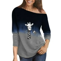 Košulje s dugim rukavima za žene čišćenje vrhova ispisana gradijentna majica sa pulover na ramenu