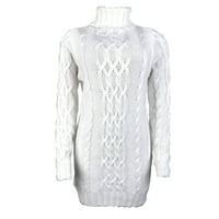 Haljine za čišćenje za žene Ljetni dugi rukav visoki struk džemper pulover Jumper plus veličina haljina bijela xl