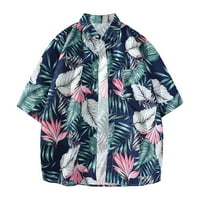 Muškarci Havajski cvjetni tiskani košulje pamučno gumb dolje tropsko odmor za odmor na plaži s džepom elegantnom odjećom