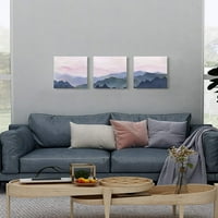 APLEY Mountain Wall Art Siva Hazy Pastel Sky Platnen Pink Sunset Glow Prints Pejzažna scena Kućni dekor