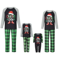 MubIneo božićne pidžame za porodično slovo s dugim rukavima Ispis Raglan vrhovi + plažene hlače postavljeno za spavanje