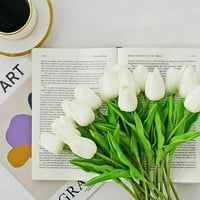 Bijeli umjetni tulip cvijeće s mekim kasnim materijalima za ukrašavanje kuće i kuhinje
