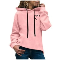 HGW Hoodies za žene Ležerne prilike ispisane džemper s dugim rukavima Pink XXL