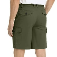 Chueoow ljeto muške kratke hlače Duljina koljena teretni hlače Čvrsti džepni dugme sa zatvaračem Elastični