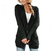 Tking Fashion Womens Cardigan dugme Gumb Glejteri dugi otvoreni prednji džemper sa džepom Plus veličine