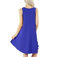 Swing haljina modna ženska haljina bez rukava od pune džepove Casual Vest majica haljine Crewneck haljina Ženska Dress Dress