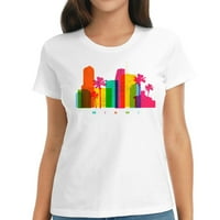 Miami Skyline Retro Colorful Florida Palm Drveće plaža Poklon majica