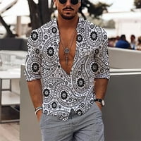 Muškarci Ležerne prilike za dugi rukav Sumndown Neck 3D Odštampane košulje Modne top bluze d xxxl