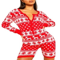 Liacowi Božićne pidžame za žene dugih rukava Bodycon Romper Slim Fit kratki kombinezon Jedan repjuits