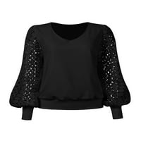 Bomotoo žene Elegantna bluza tunika Čvrsta boja Ležerne prilike Loungeward Plain izdubljena majica crne