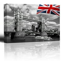 Zid - Platno Ispisuje zidnu umjetnost - London Tower Bridge sa obojenom britanskom zastavom