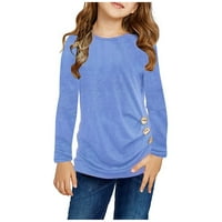 Dječje djevojke košulje posade dugi rukavi dugi rukavi od pune boje Bluze casual labav vrhovi veličine xxl; 12-13y