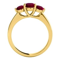 Aonejewelry 1. Carat TTW Tri kamena okrugla oblikovana rubin prsten u 10K žutom zlatu