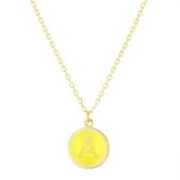 14K Čvrsto žuto zlato žuto emajl Početna ogrlica sa opružnim zatvaračem, slovom Privjesak 11x, kabelski