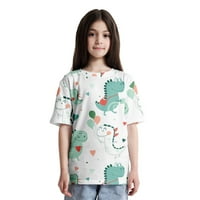 Dječji komforni kratki rukav Dinosaur grafička majica Ljetni posadni vrat