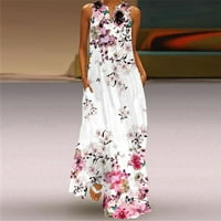 Ichuanyi ženska casual duga haljina sa prugastom cvjetnim printom maxi haljina bez rukava