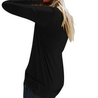 Aoksee ženske ležerne košulje za tiskanje okrugli izrez dugih rukava s labavim majicama bluza crna,