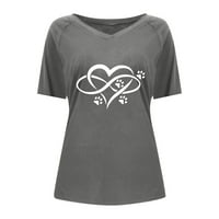 DNDKILG Womens ugrađene majice kratki rukav V izrez Ljeto odobrenje za čišćenje bandelion Print Flowy Boho majice za žene na bluze za čišćenje Elegantna za žene Grey XL