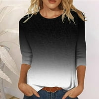 Žene casual modne gradijentni ispis o vratu tri četvrtine rukava na majici bluza veličine s