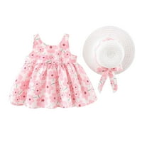 Penskaiy Toddler Kids Girls Ljetna cvjetna turska haljina + hat dvodijelni odijelo Princess Haljina