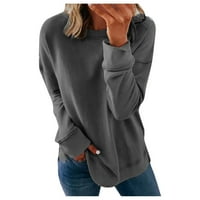 Ženski jeseni dugih rukava retro posada vrata pulover pulover, ležerna labava majica za majicu