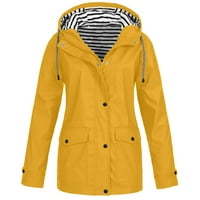 Žene Puna kišna jakna na otvorenom plus vodootporan kapuljač kapuljača, žuti, xxl
