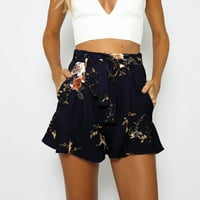 Vremenska pahuljica Ležerne suknje Ljetni ruffle cvjetni print patent zatvarač kratke hlače mornarice, l