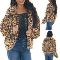 Zimski kaputi za žene čišćenje Žene Ležerne modne patentni zatvarač Plišani Leopard Ispis jakne sa dugim