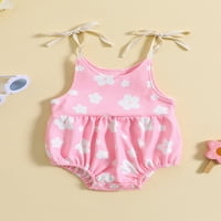 Wassery Baby dojenčad za djecu Romper Newborn Summer Outfit bez rukava vješanje cvjetnog tiska u vratu Kratki kombinezon